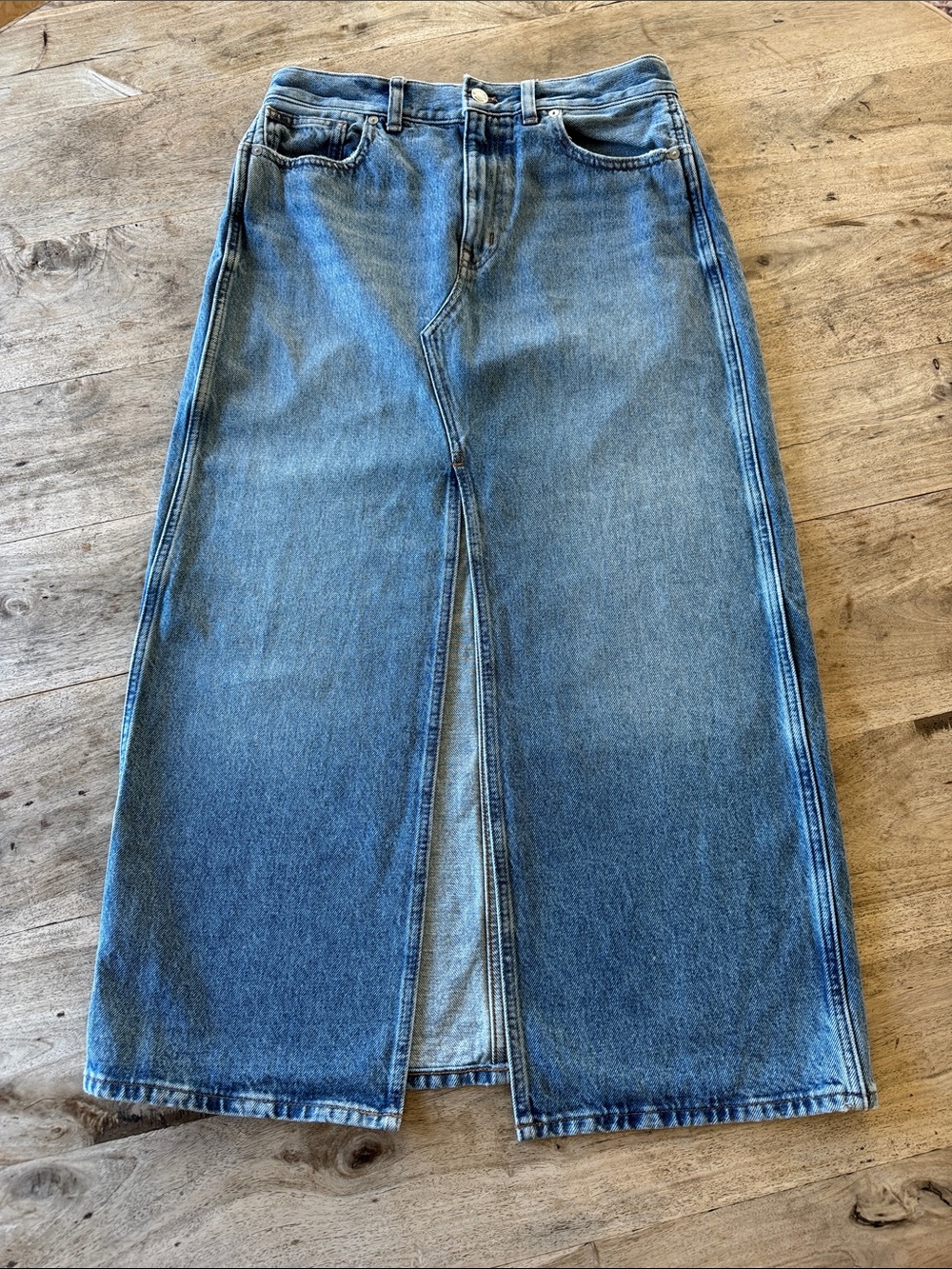 Madewell Men's Straight Denim Skirt-Style Jeans in Light Blue Wash